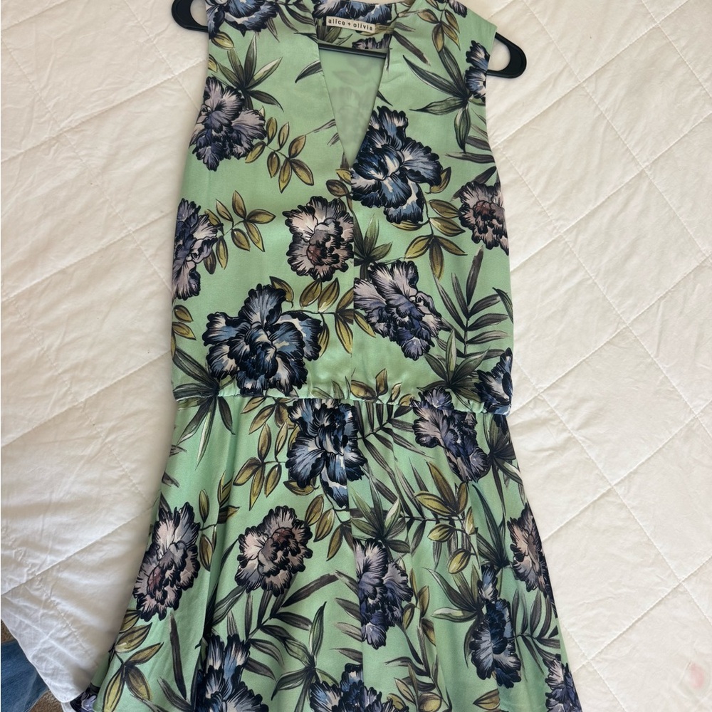 H&M Mint Green Floral Mini Dress